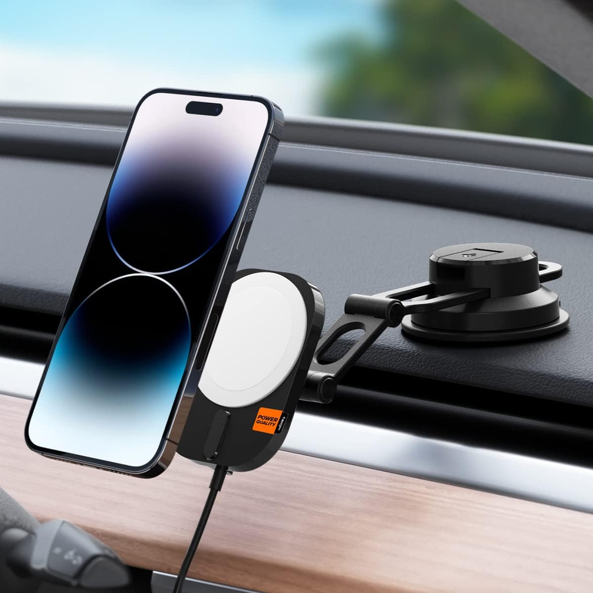 MagSafe Phone Mount & Wireless Car Charger – 360° Suction