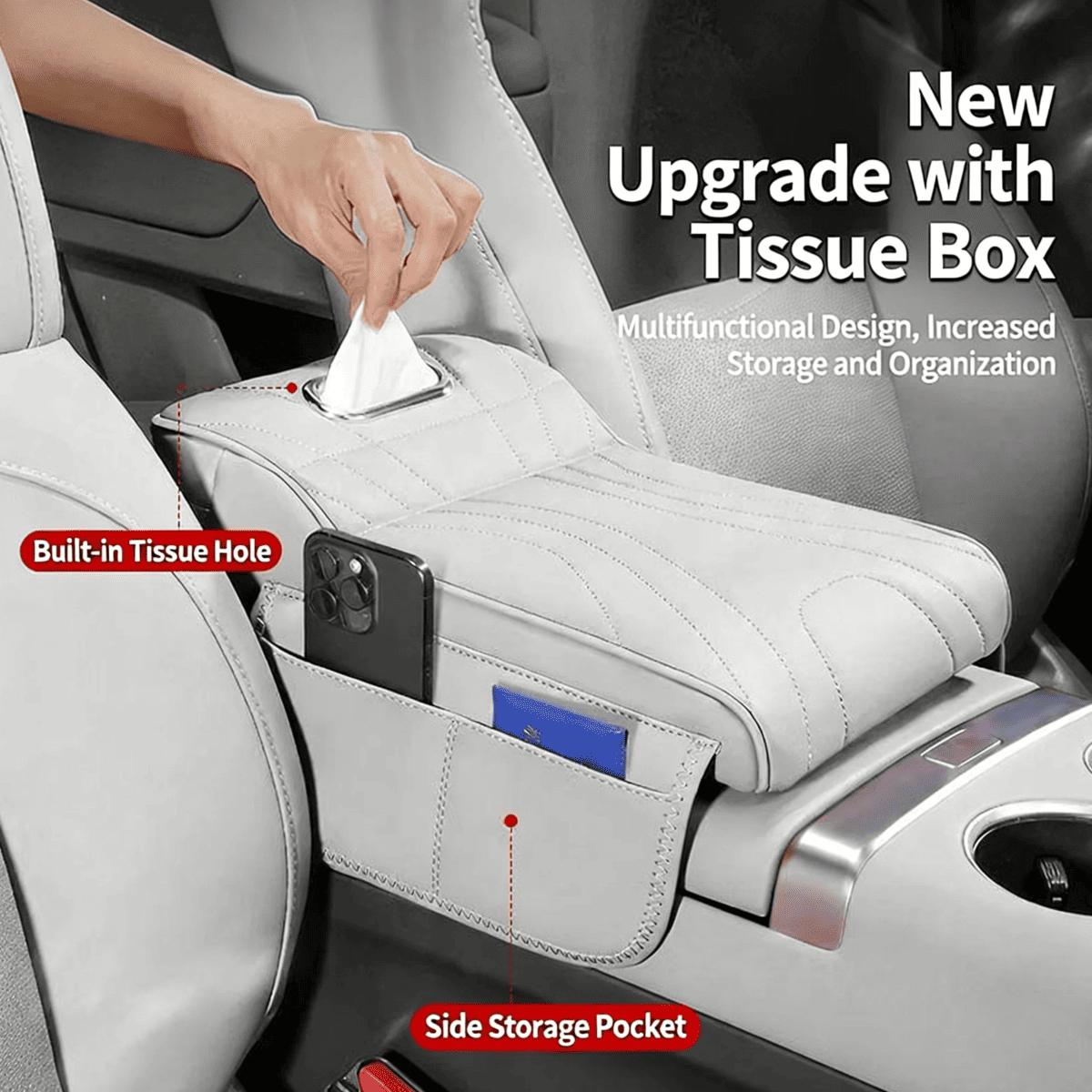 Centre Console Organiser – Armrest Cover with Cup Holders