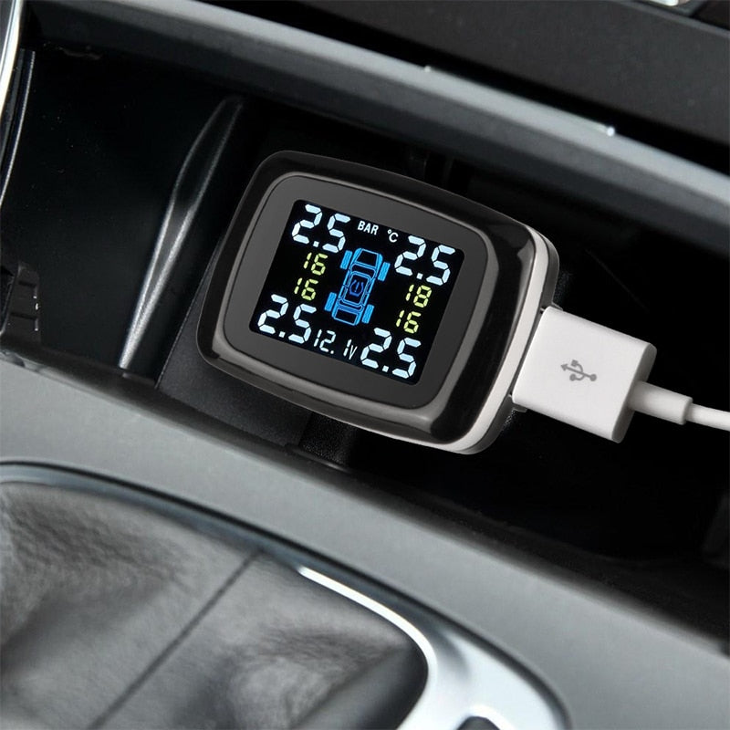 TPMS Tyre Pressure Monitor – USB Powered, Wireless Sensors